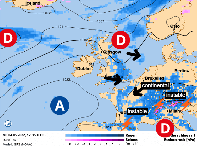 Carte de prévisions d'europe du Mercredi 4 mai 2022
