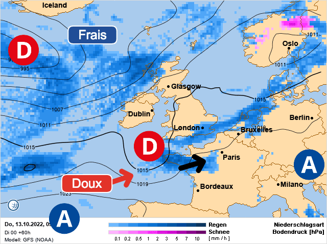 Carte de prévisions d'europe du Jeudi 13 octobre 2022