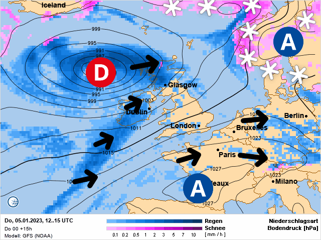 Carte de prévisions d'europe du Jeudi 5 janvier 2023