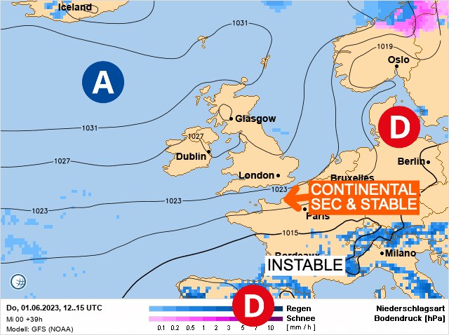 Carte de prévisions d'europe du Jeudi 1 juin 2023