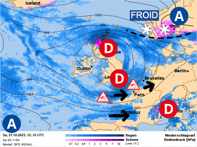Carte de prévisions d'europe du Samedi 21 octobre 2023