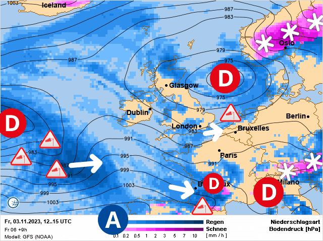 Carte de prévisions d'europe du Vendredi 3 novembre 2023