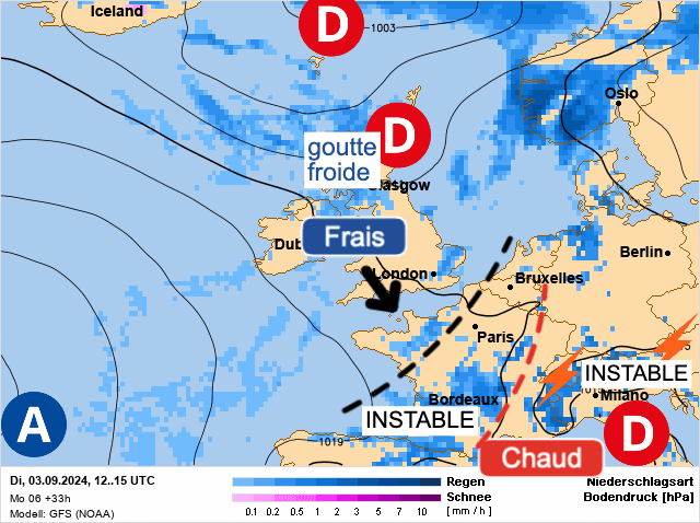 Carte de prévisions d'europe du Mardi 3 septembre 2024