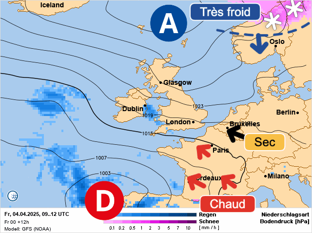 Carte de prévisions d'europe du Vendredi 4 avril 2025