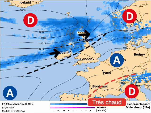 Carte de prévisions d'europe du Vendredi 4 juillet 2025